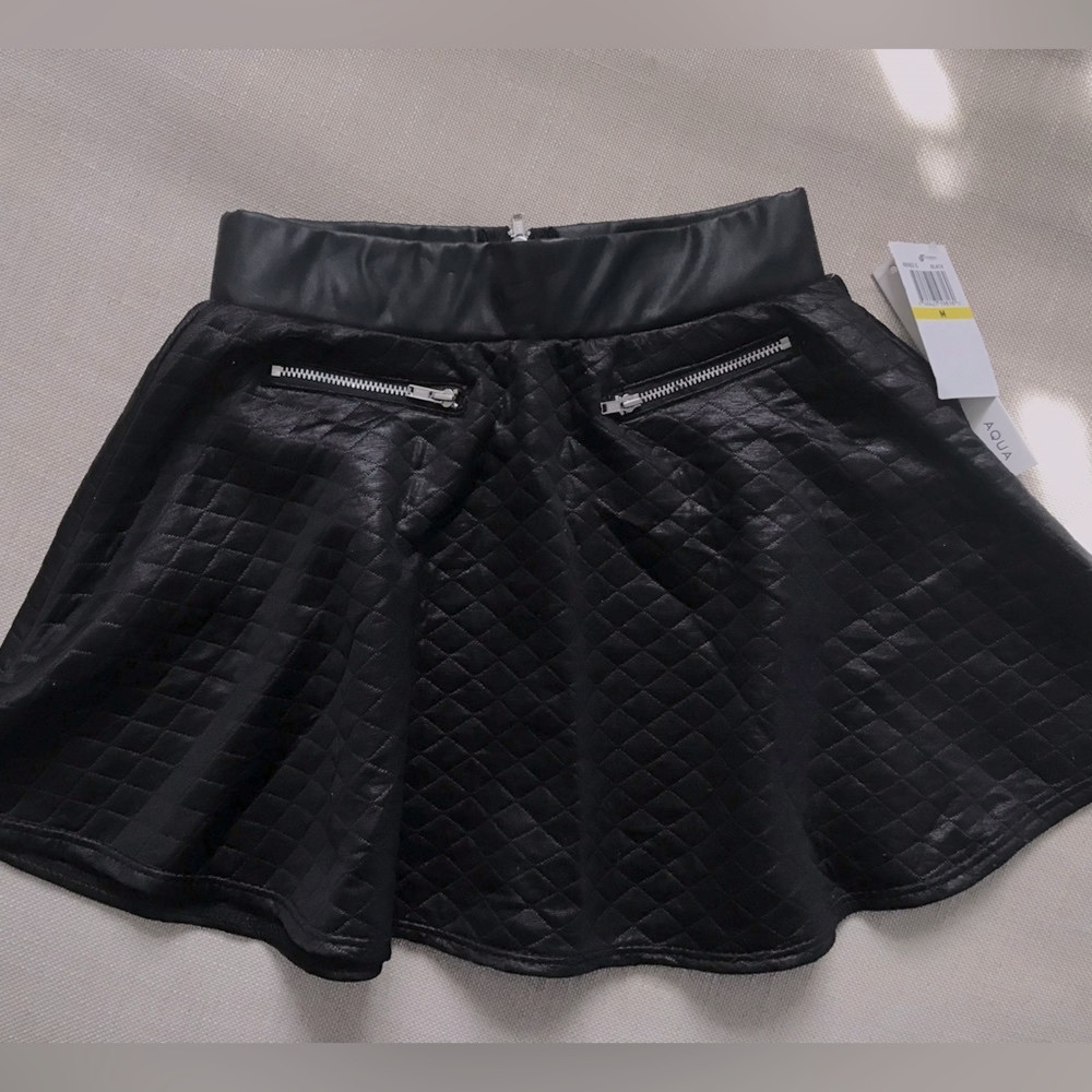 Nordstrom NWT Aqua Girl brand skater skirt faux leather look